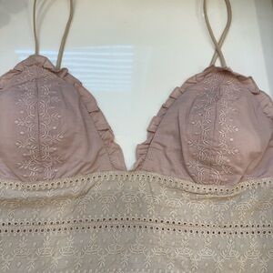 Listicle  Lace Trimmed Bralette - Pink and Cream